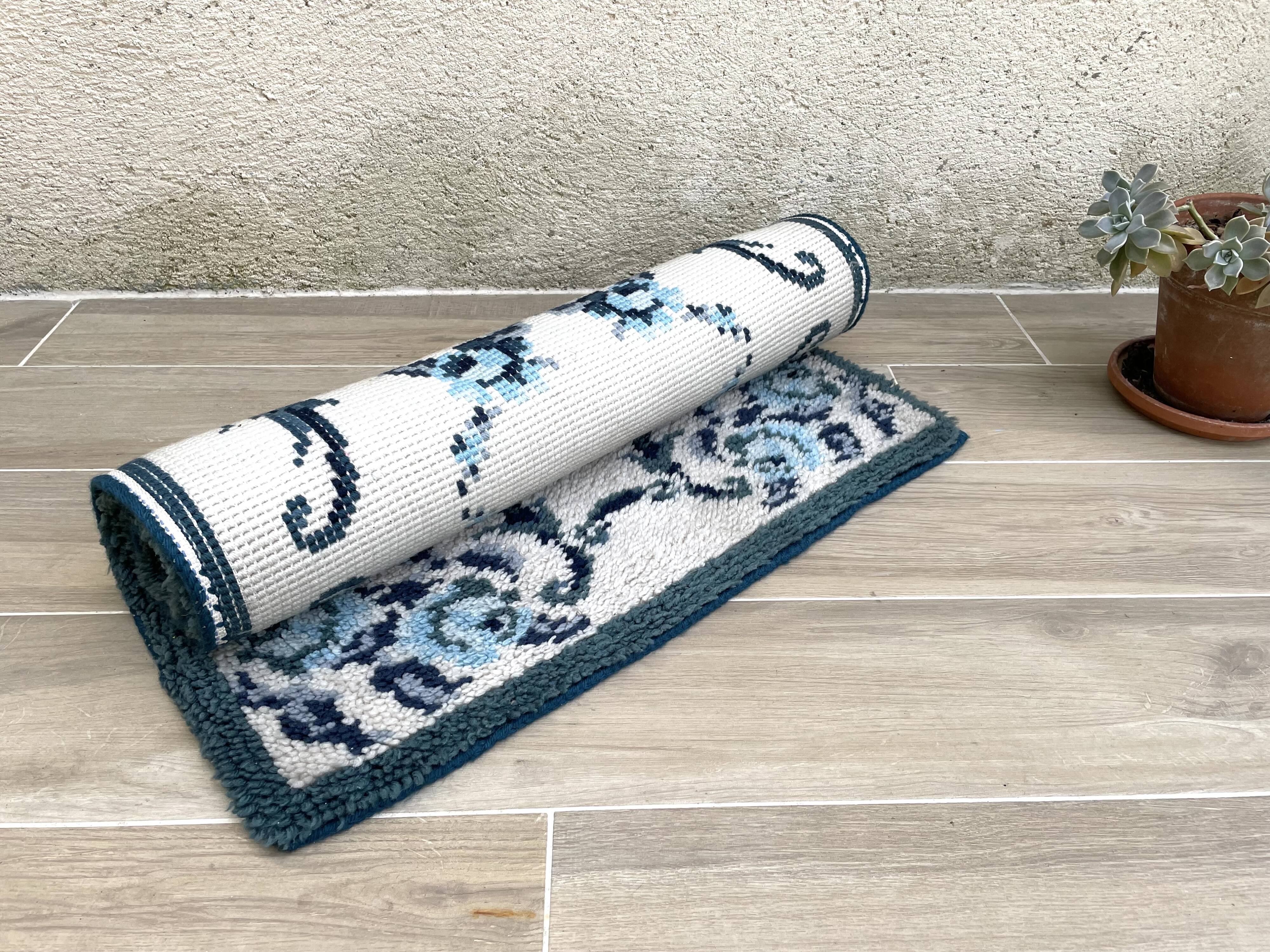 Bohemian pure wool blue rug 125x78cm