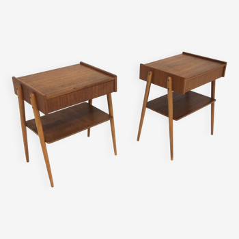 Set of 2 Scandinavian teak bedside tables, Carlström, Sweden, 1960