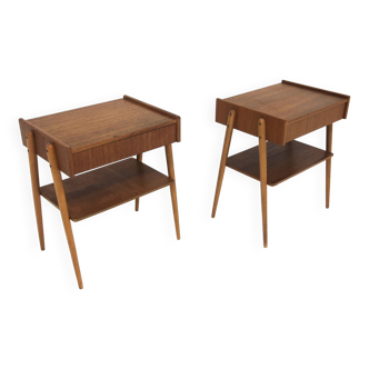 Set of 2 Scandinavian teak bedside tables, Carlström, Sweden, 1960