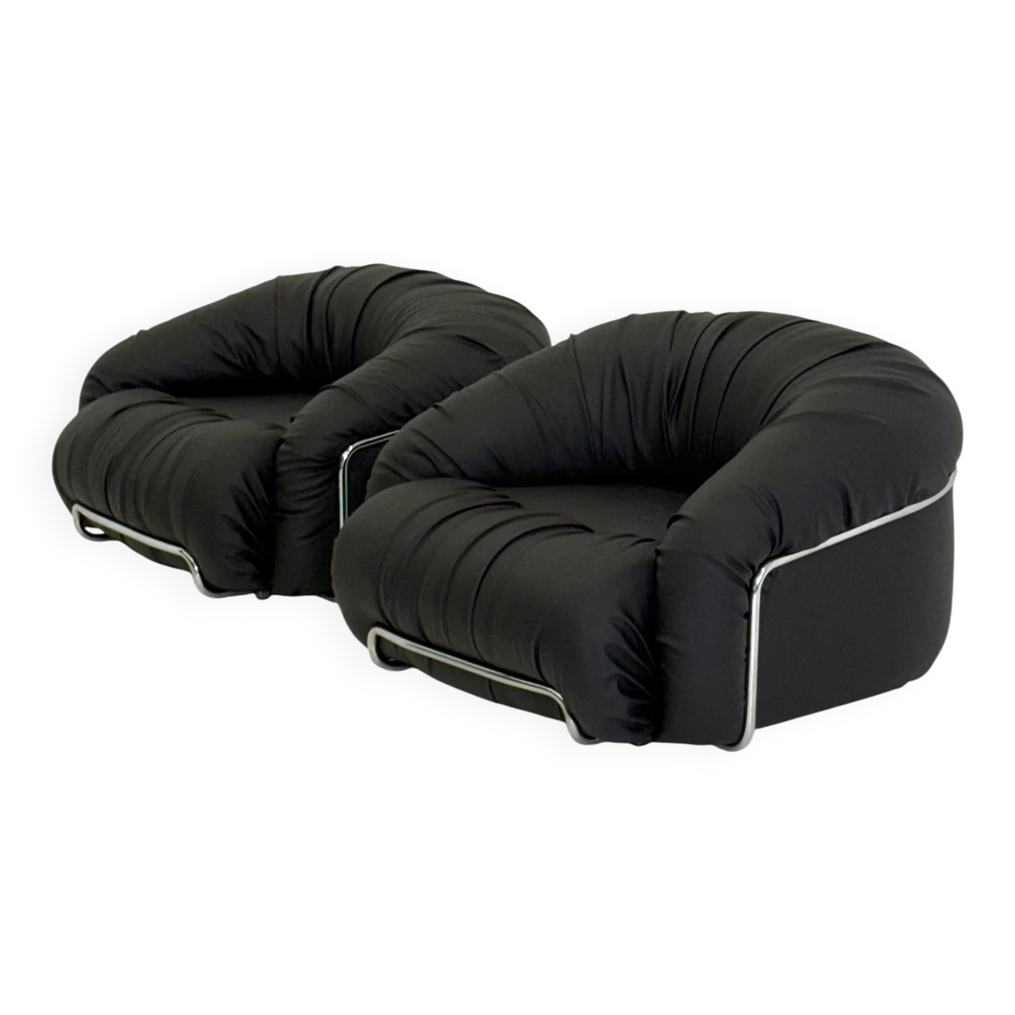 Italian Space Age armchairs in black