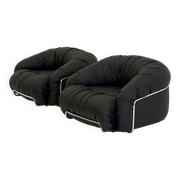 Italian Space Age armchairs in black