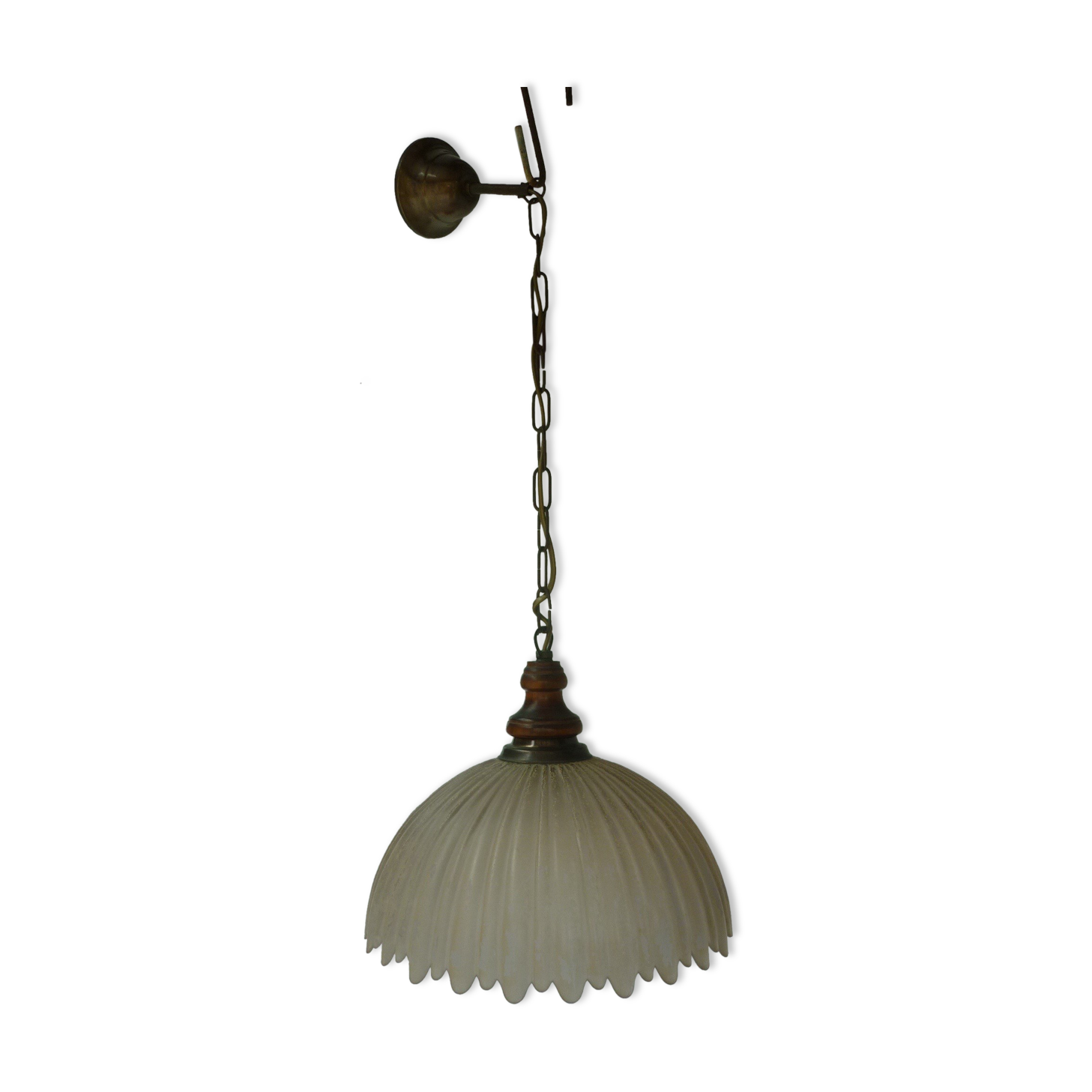 Vintage suspension cut in fluted pale pink opaline glass