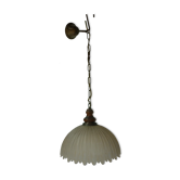Vintage suspension cut in fluted pale pink opaline glass