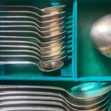 Complete silver metal cutlery set (37 pieces)