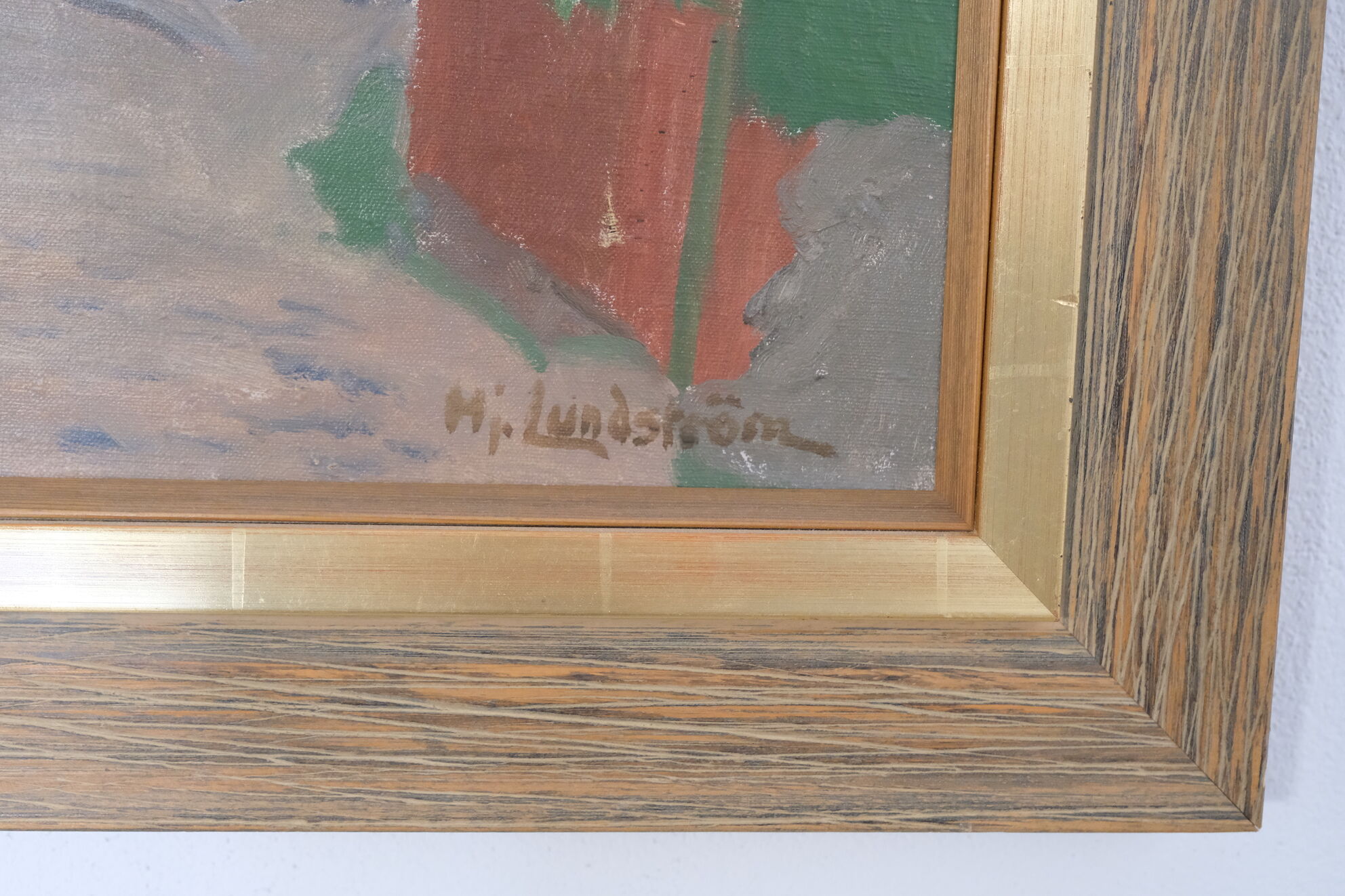 Modernist landscape painting by Hjalmar Lundström 1950's