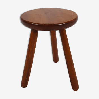 Tabouret tripode en chêne du milieu du siècle, années 1950