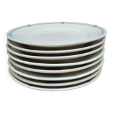 Set of 8 floral decorated porcelain dessert plates GDA Limoges