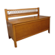 Trunk bench vintage wood and rattan of the 1950s