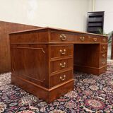 Classic English Desk with Brown Leather