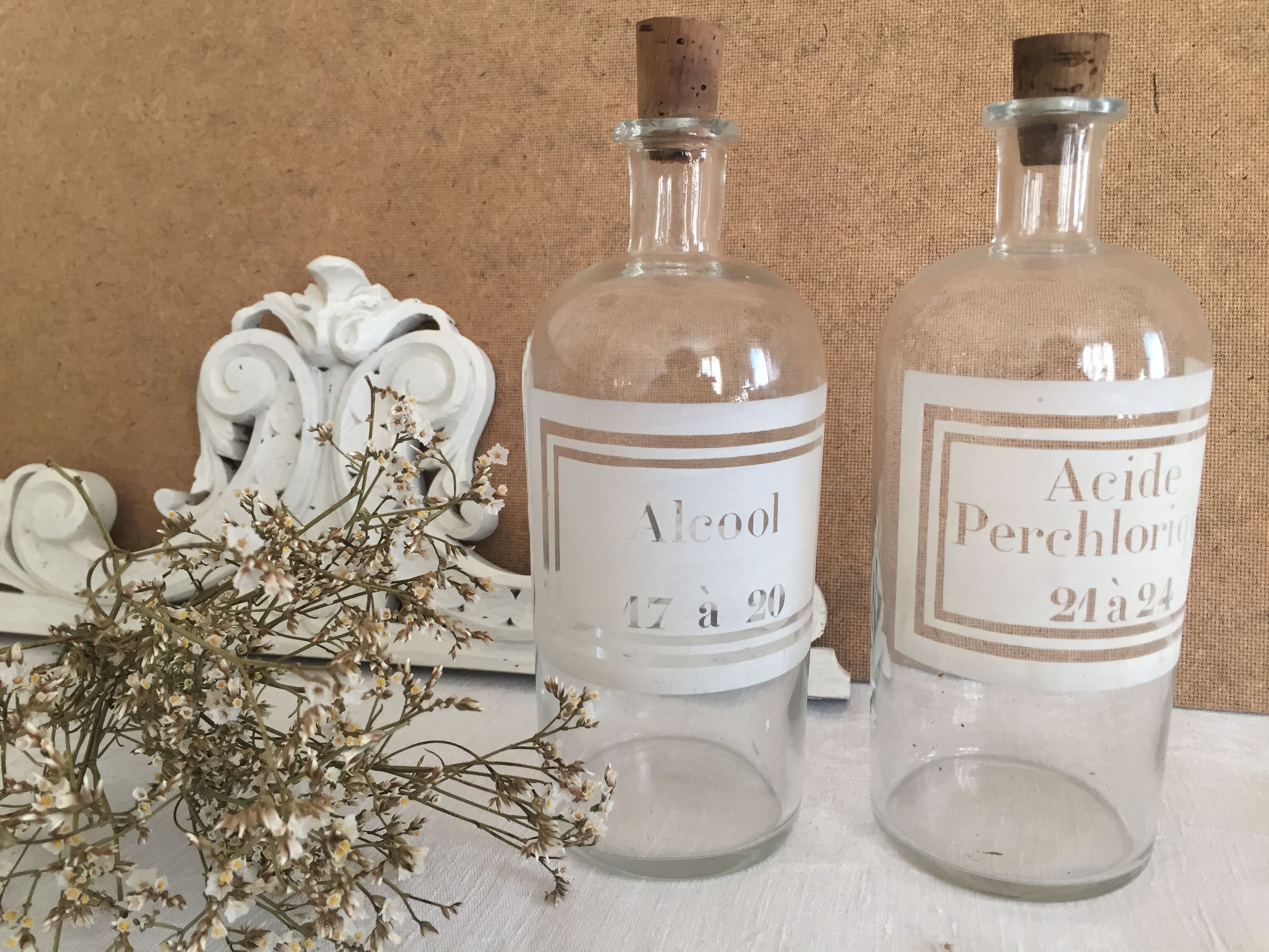 Lot of 2 vials of apothecary, alcohol and acid