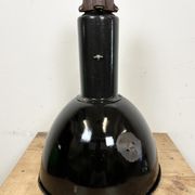 Set of 4 Industrial Bauhaus Black Enamel Pendant Lamps, 1960s