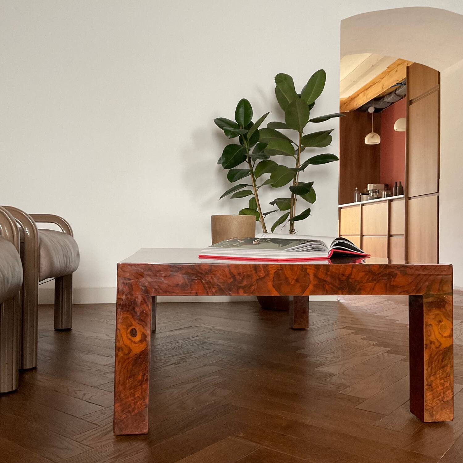 Elm burl coffee table