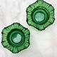 Pair of Green Blown Glass Candle Holders – Corolla Shape