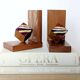 Mid-Century pair of wooden and enamel bookends, 1960s