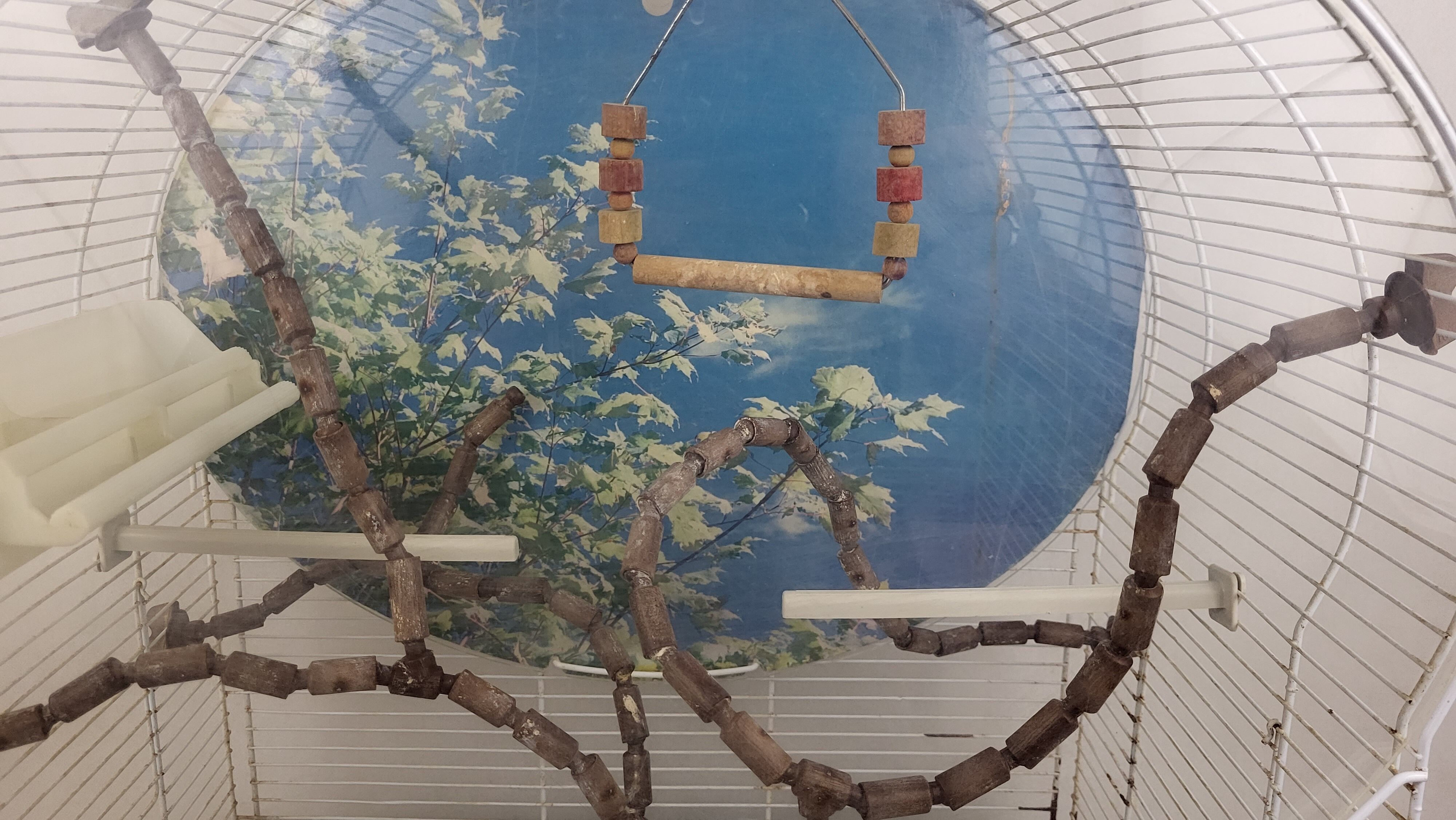 Vintage free standing bird cage