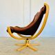 Svend Skippers vintage retro cognac leather swivel chair set 1970s