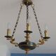 Vintage French Empire Swan Chandelier: Bronze Brass Toleware, C1950s