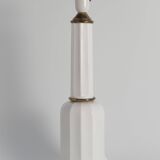 White Opaline Glass & Brass Heiberg Table Lamp, Denmark, Mid-19th century