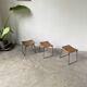 Set trois tabourets osier et métal Raoul Guys