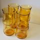 4 vintage orangeade glasses in yellow glass in the shape of bamboo