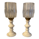 Pair of vintage lamps in marble and glass 70s
