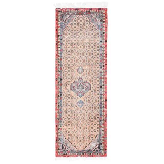 Vintage Turkish Oushak Handmade Wool Cotton Beige Runner Rug  98x284