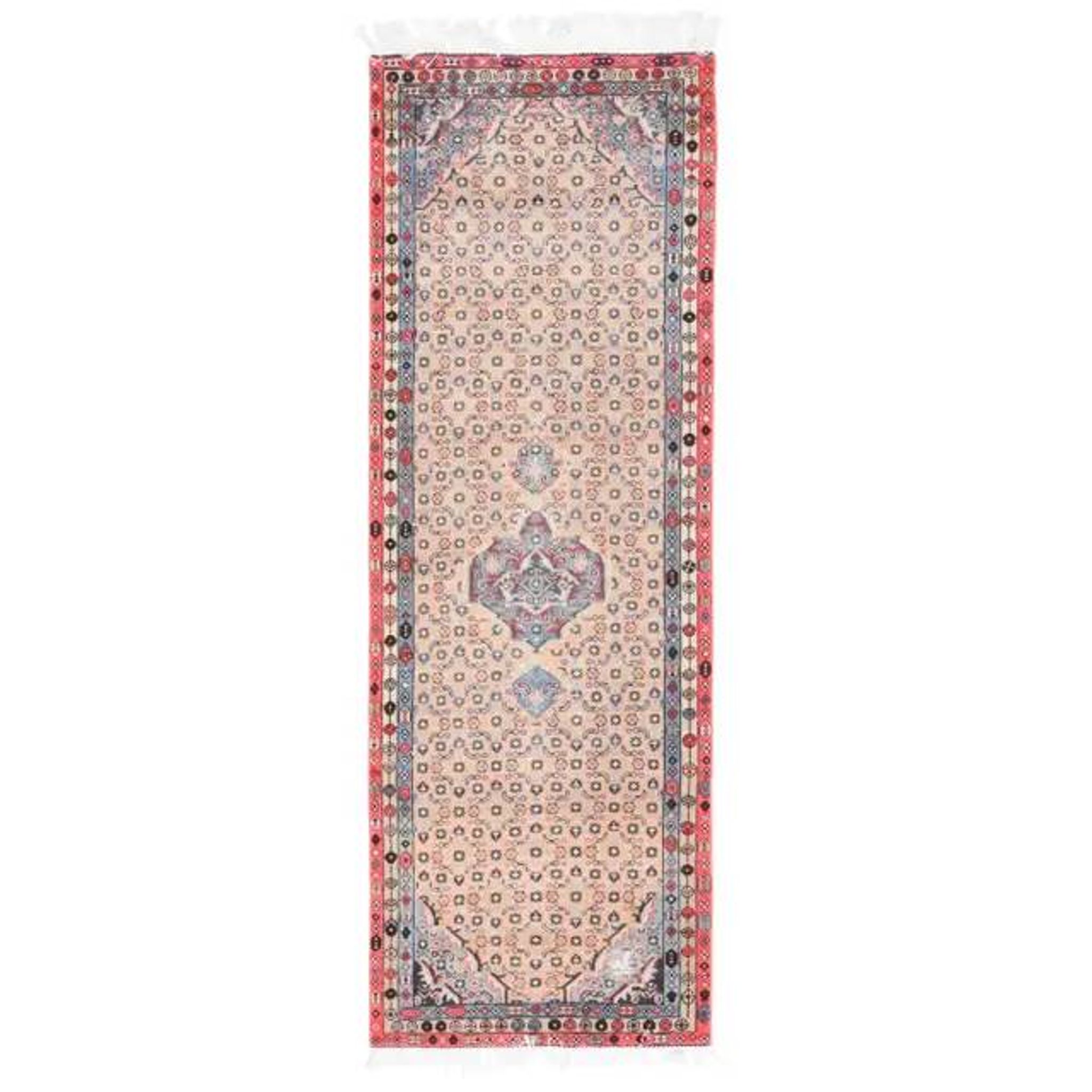 Vintage Turkish Oushak Handmade Wool Cotton Beige Runner Rug  98x284