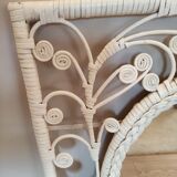 White rattan mirror peacock style 60x77cm