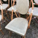 Ensemble de 6 chaises de terrasse " bistrot" en rotin naturel.