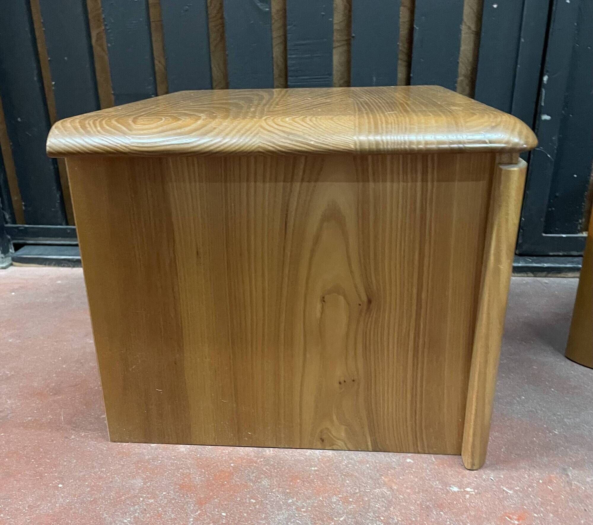 Pair of solid elm bedside tables from the 1970s.