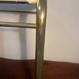 Gold metal and white leatherette stool from the 80s