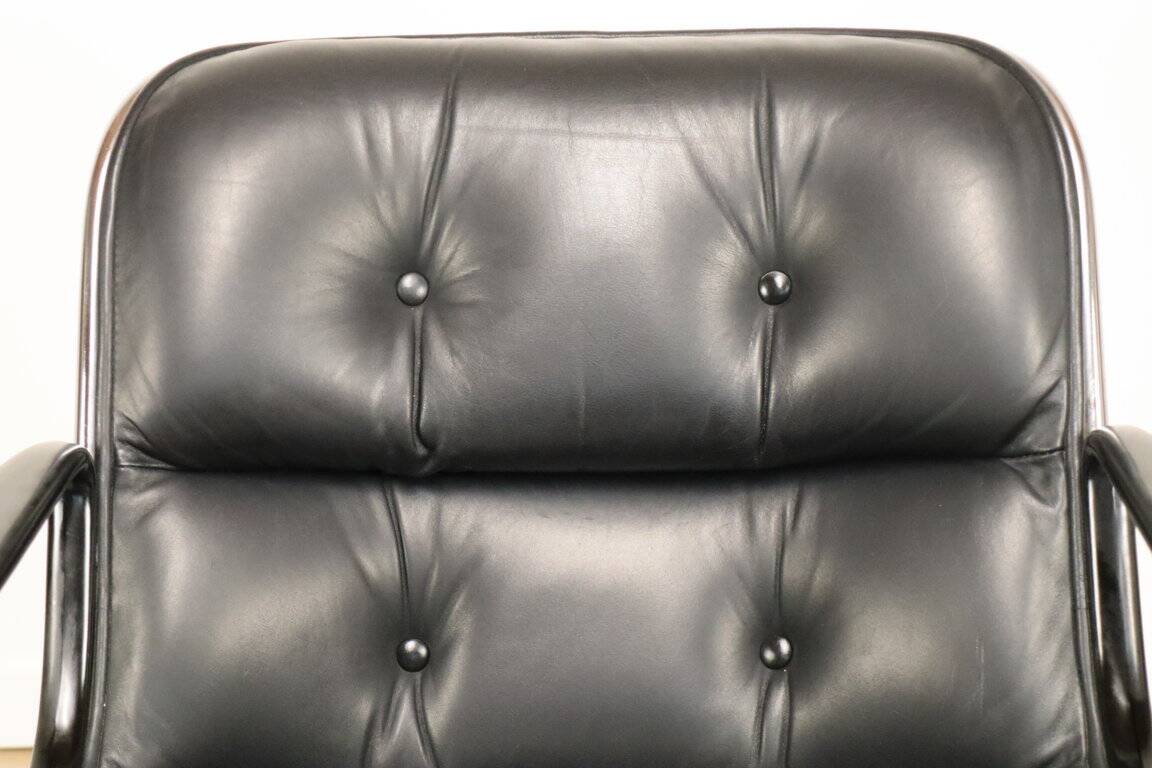 Charles Pollock leather office chair, Knoll edition, 1970