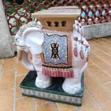 Set of 2 Chinese ceramic elephants