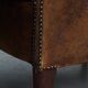 Set of 2 club armchairs in sheepskin leather with black piping