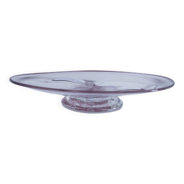 trinket tray with propeller motif, Scandinavian art glass, signed with a pointed tip