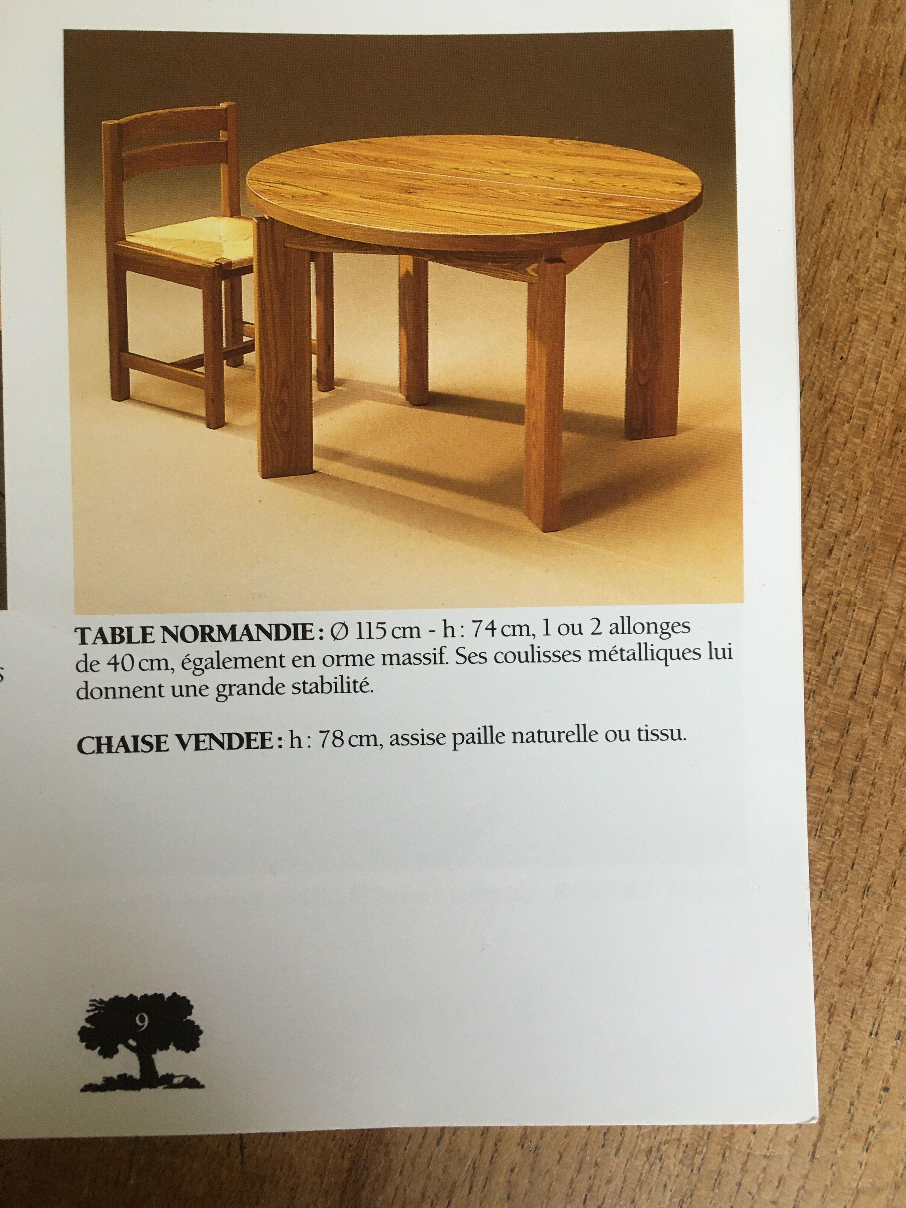 Table ronde à rallonge orme massif huilé Regain