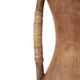 Large wooden vase, handles covered with wicker, 70s jar