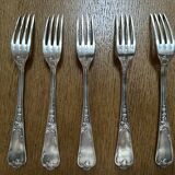 5 silver-plated metal forks with Ercuis hallmark