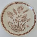 Pair of vintage plates with rusty brown thistle decoration – 1950s