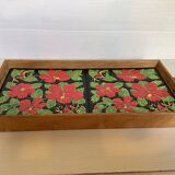 Ceramic tray with hibiscus flowers and butterflies
