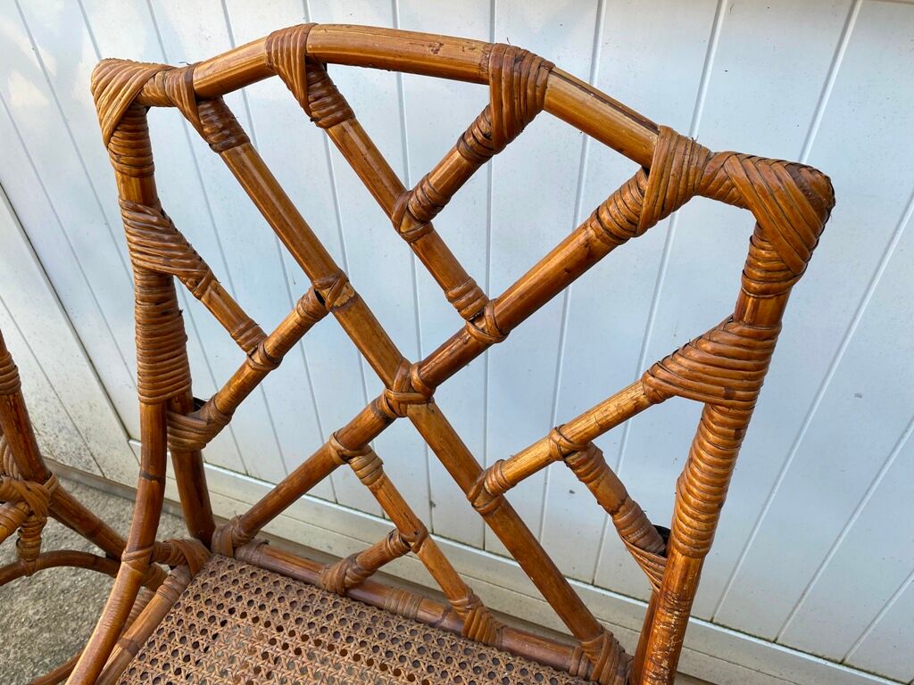 Pair of rattan chairs and vintage cannage from the 70s