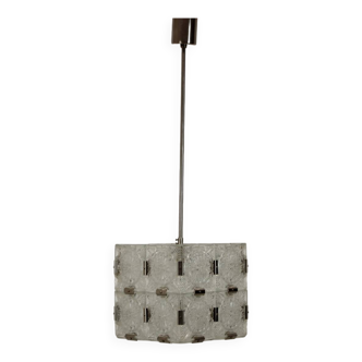 Mid-Century Square Clear Glass Pendant by Kamenicky Senov, 1960's