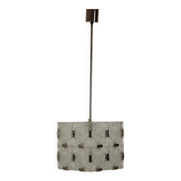 Mid-Century Square Clear Glass Pendant by Kamenicky Senov, 1960's