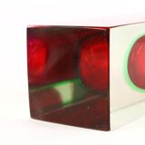 Vase en verre de Murano, rouge et vert immergé