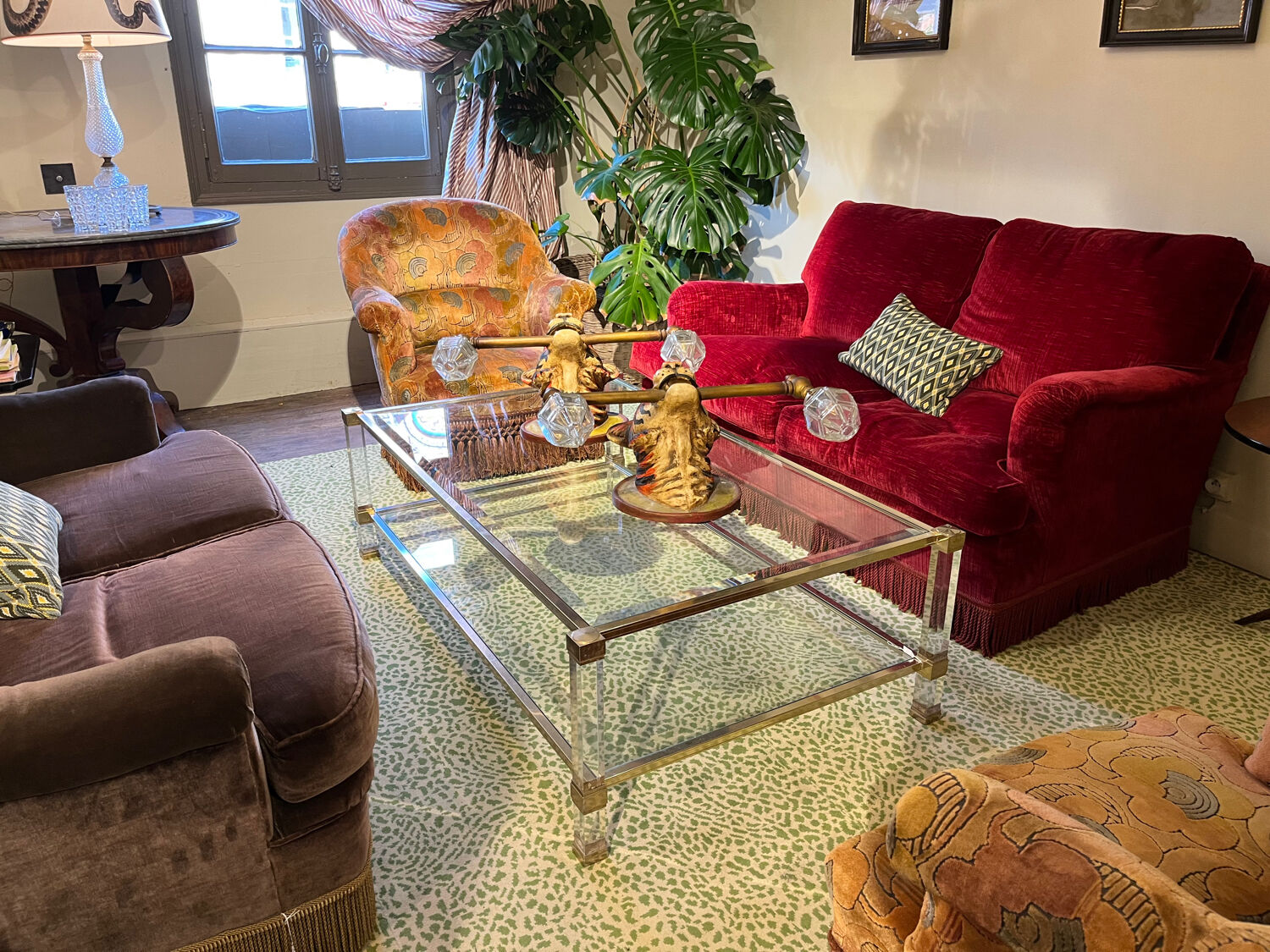 Table basse verre et plexiglas 1960