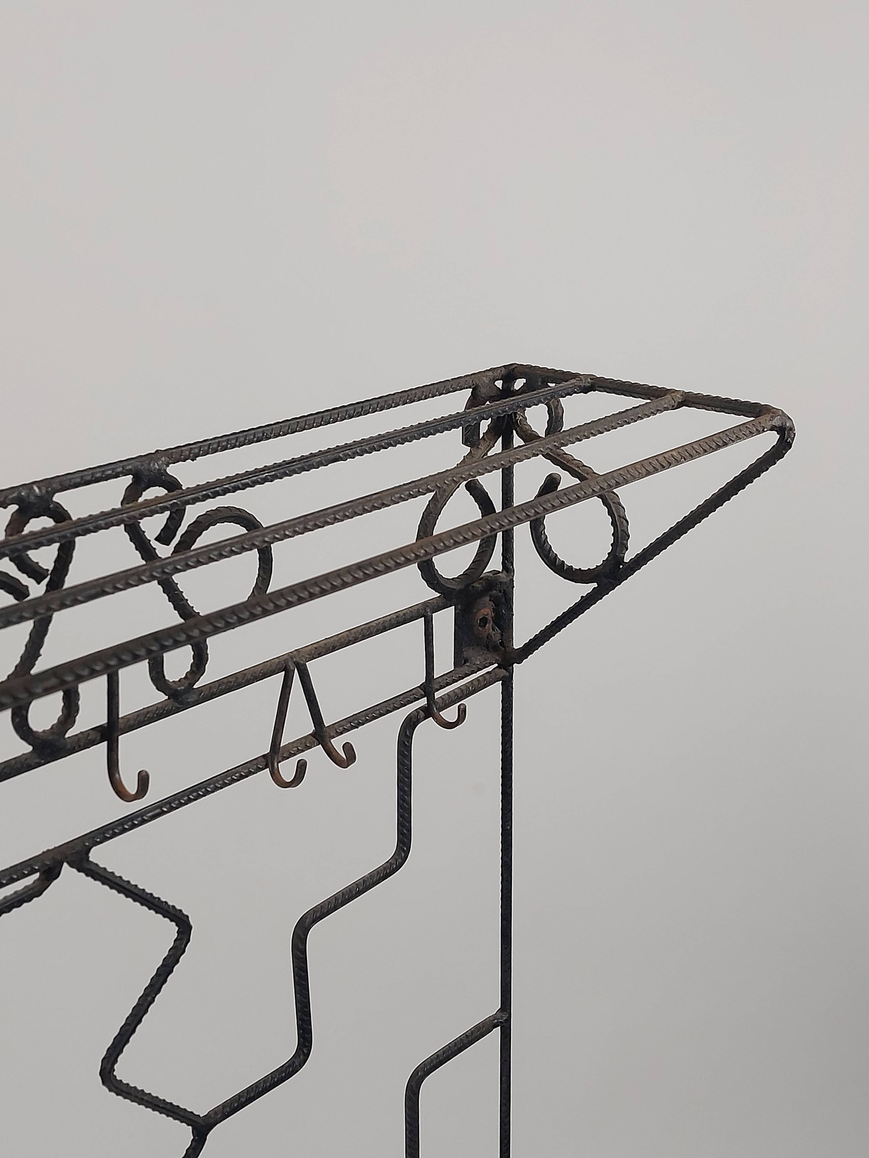 Vintage hand welded one of a kind structural steel coat rack