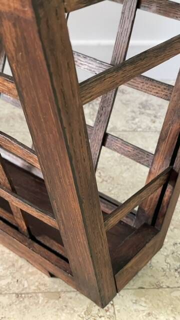 Vintage woven oak magazine rack