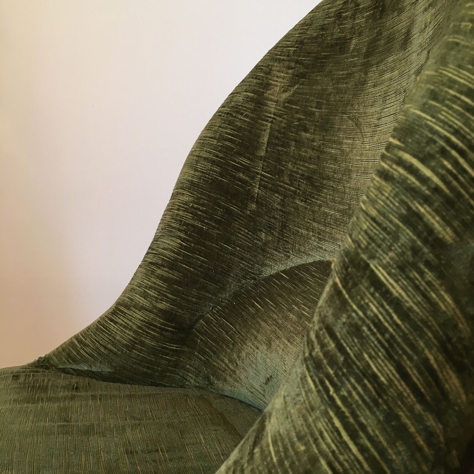 Olive green velvet toad armchair