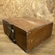 Old wood and brass box, decoration loft workshop, furniture of trades