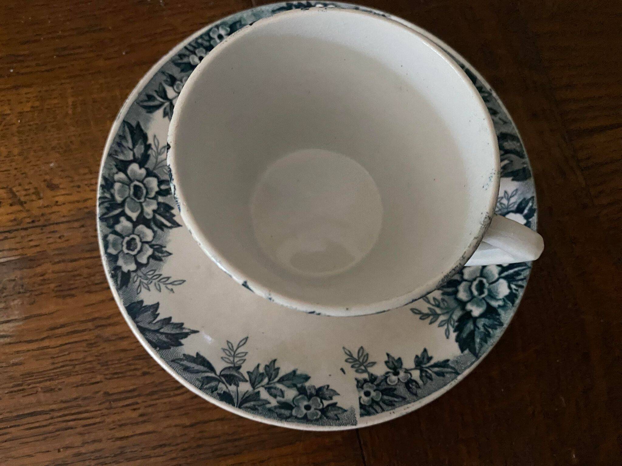 Cup and saucer in Iron Earth St Amand and Hamage Marie Louise